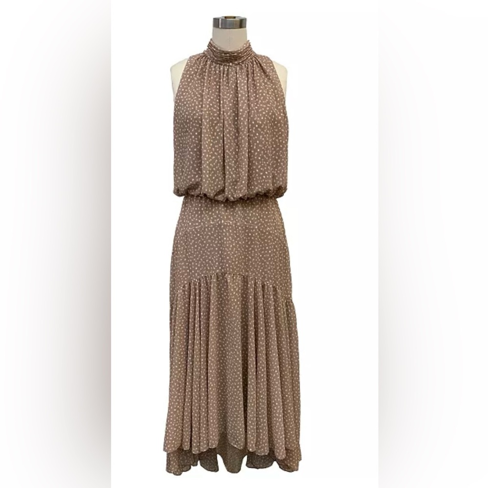 New with tags Taylor Strapless high-low Brown Polka Dot Dress